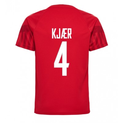Fotballdrakt Herre Danmark Simon Kjaer #4 Hjemmedrakt VM 2022 Kortermet